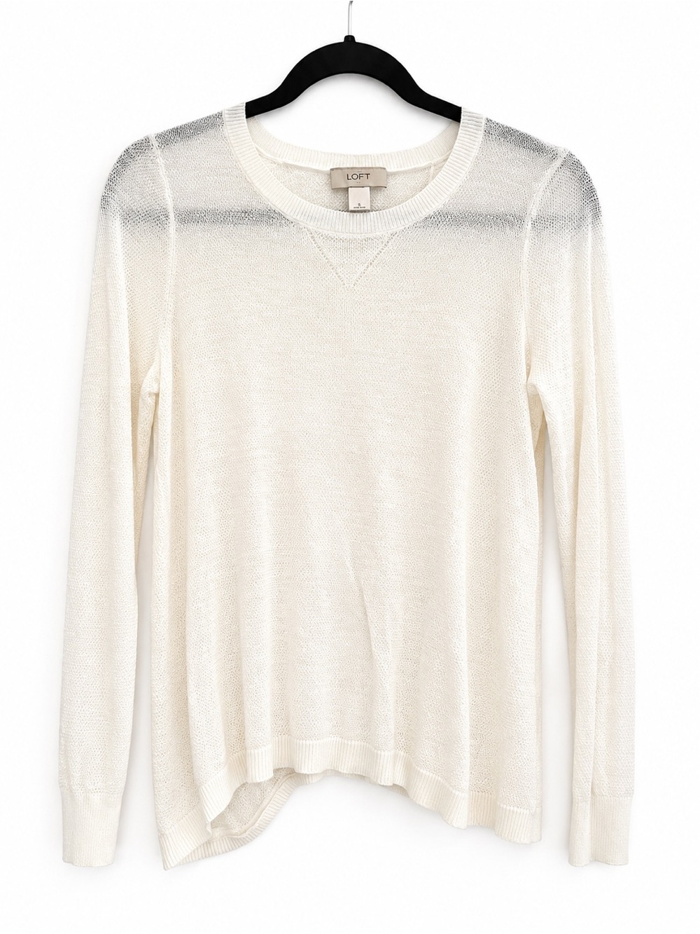 LOFT Ivory Lightweight Knit Sweater with Open Back – Size S